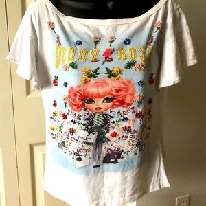 Denny Rose Italian Designer Jeweled Art Tshirt Short Sleeve Top Sz S